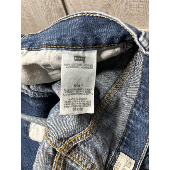 Levis 514 Slim Straight Mens Jeans 32x32 Blue Denim Casual - Picture 6 of 6